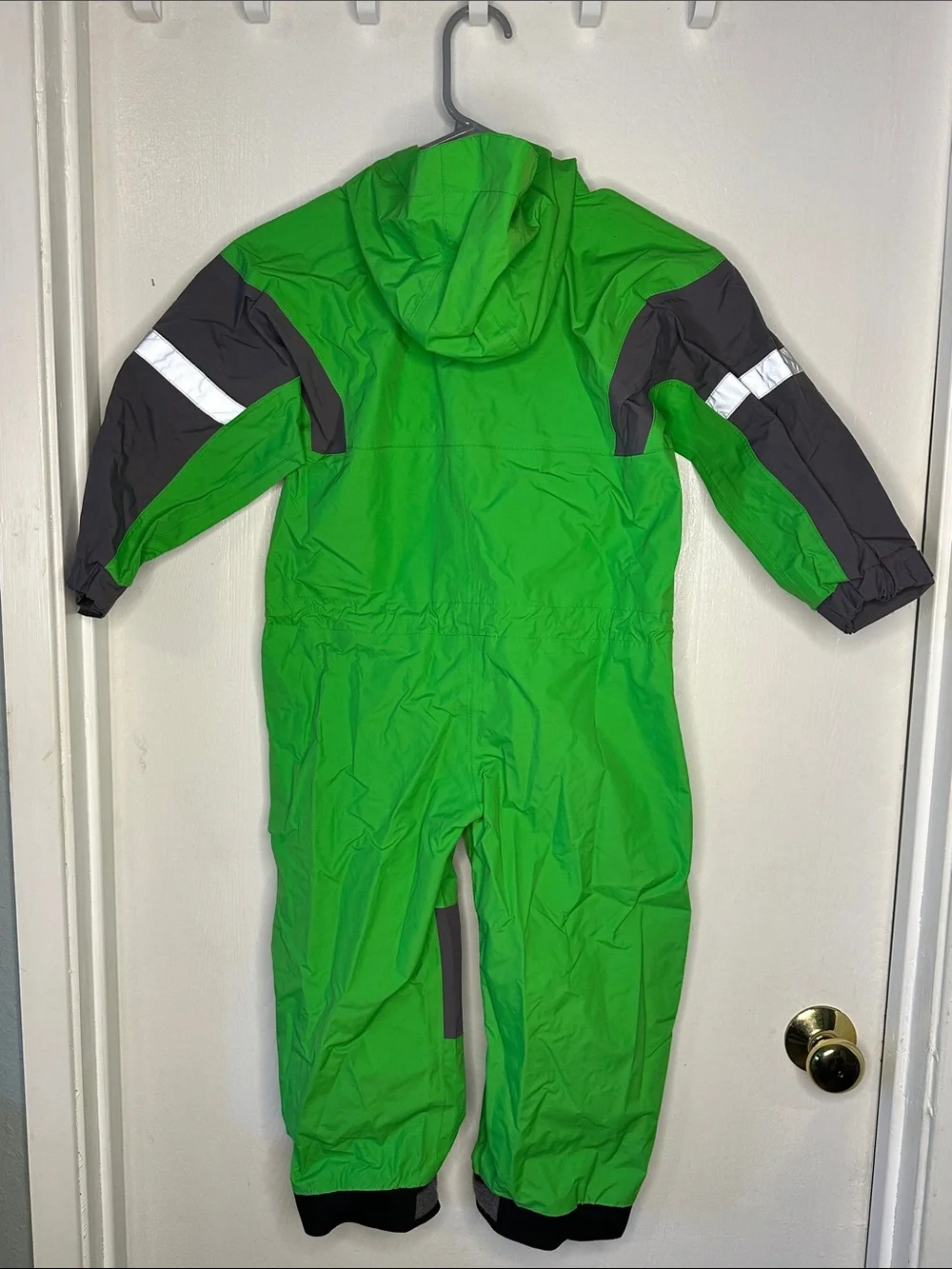 OAKI Green and Light Gray Kids Hooded Waterproof Rain Suit